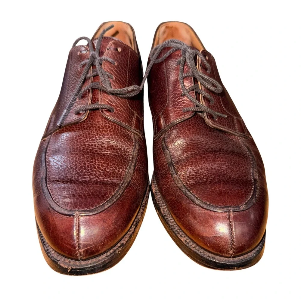 Peal & Co Brooks Brothers Dress Shoes Mens 9D Pre-Owned Derby Brown Pebble Grain